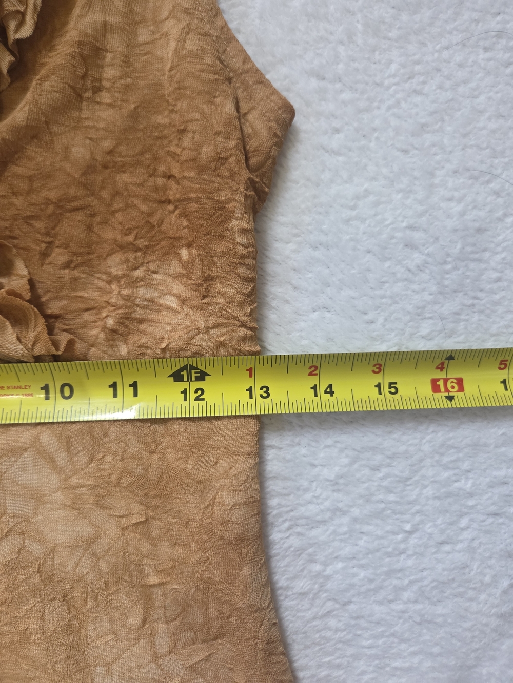 Vintage Y2K Rave Ruffle V-Neck Sleeveless Mini Dress Tan Brown Grunge Boho S - Picture 10 of 12